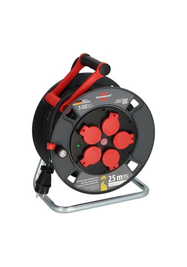 Brennenstuhl Profesyone Serisi 5 Soketli Sigorta Şalterli Ip44 Lisanslı 25 Metre Makaralı Kablo H07rn-f 3g2.5