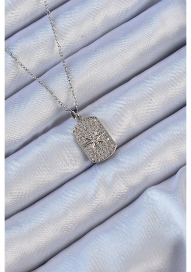 Dodes Dodes 316l Çelik Zincir Gümüş Renk Zirkon Taşlı Kutup Yıldızlı Vintage Kolye Tg27bko9124 Çok Renkli