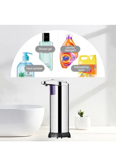 Ximistore9 Otomatik Algılayıcı Sabun Spreyi - Dokunmadan Ellerini Temizle - 250ml Gümüş - Pil Yok - Ipx7 Su Geçirmez Abs+paslanmaz Çelik Diğer
