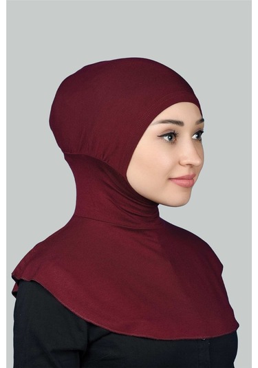 Kadın Tesettür Pratik Boyunluklu Hijab - Sporcu Bone Bordo