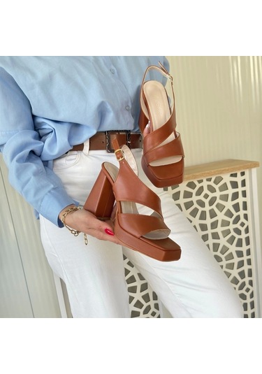 Cica Taba Cilt Topuklu Ayakkabı Çok Renkli