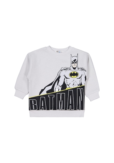 Batman Baskılı 2-5 Yaş Sweatshirt - Gri Açık Gri
