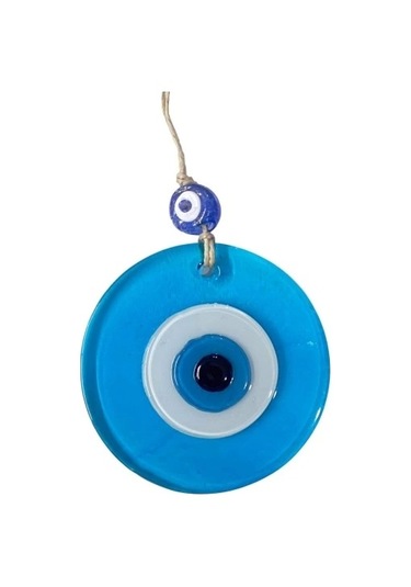 Şeffaf Mavi Nazar Boncuklu Duvar Süsü 10 Cm Cam Duvar Dekoru