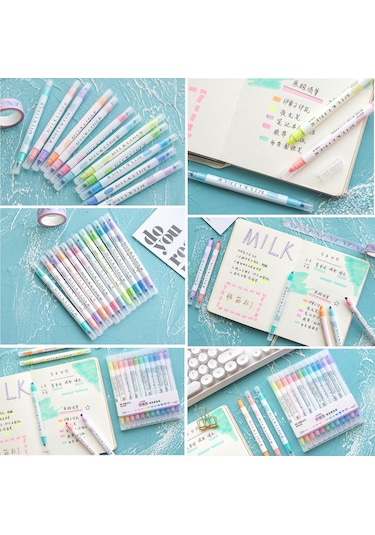 Mufunye Taze Renklerle Yazma Ve İşaretleme İçin Çift Uçlu, Kağıda İz Bırakmayan Arşiv Kalitesinde Taşınabilir Fosforlu Kalem. Diğer