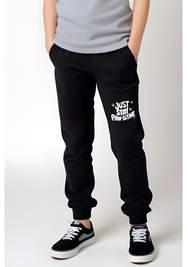 Just Stay Paw Baskılı Kız Çocuk Tişört Ve Eşofman Alt-üst Takım Gri