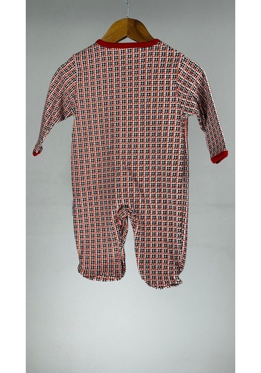 Kareli %100 Pamuklu Patikli Bebek Tulum 001