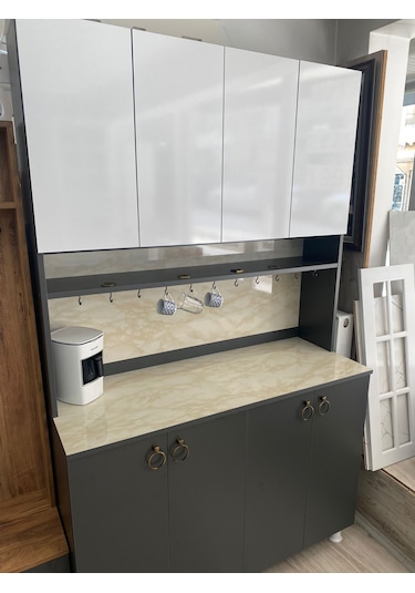 Rmr Kahve Köşesi Mdf Kasa Mdf Kapak Antrasit - Beyaz