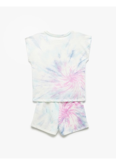 Koton Pamuklu Desenli 2'li Tişört Ve Şort Seti Beyaz Desenli 5skg10017ak Beyaz Desenli