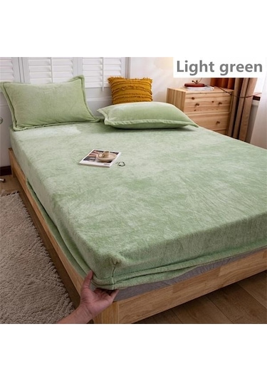 Pembe Süper Sıcak Yumuşak Flanel Yatak Örtüsü 25 Cm Evrensel Yatak Koruyucu Ped Kristal Kadife Lastikli Çarşaf Ç. K. Alez 56476887 Pembe