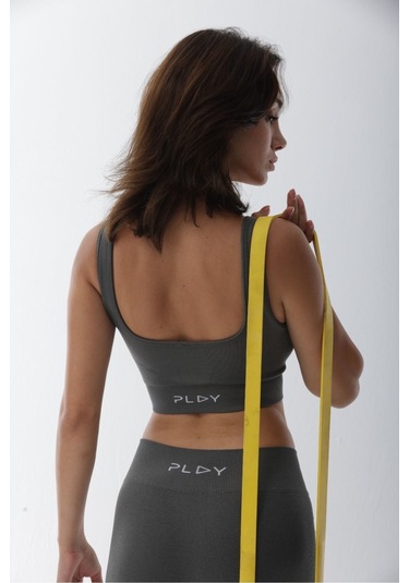 Seamless Gri Normal Bel Fitted Basic Sporcu Tayt Takımı Gri