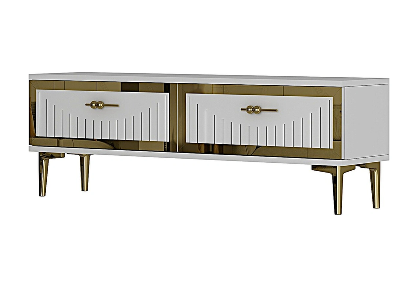 Tsa1204bg - Tunatv120 Tv Stand, Tv Sehpası Beyaz-gold 120cm Beyaz