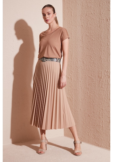 Lela V Yaka Relaxed Fit Yırtmaç Detaylı 2'Li Paket Bayan Bluz 5862000S2 Ekru-Bisküvi