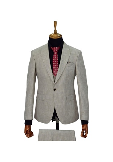 Erkek Bej Rengi Regular Fit Takım Elbise Bgl-St03823 001