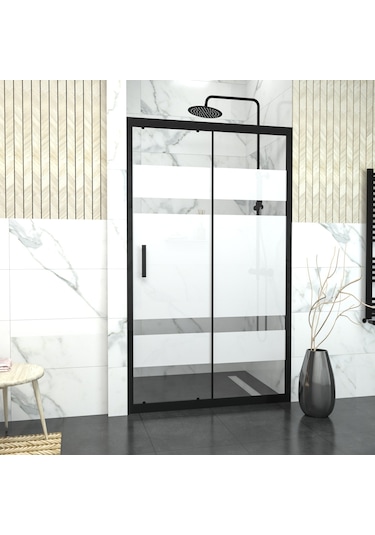 Tekno Duş Black Capello 6mm Kumlama Cam 1 Sabit 1 Sürgü İki Duvar Arası Duşakabin Siyah