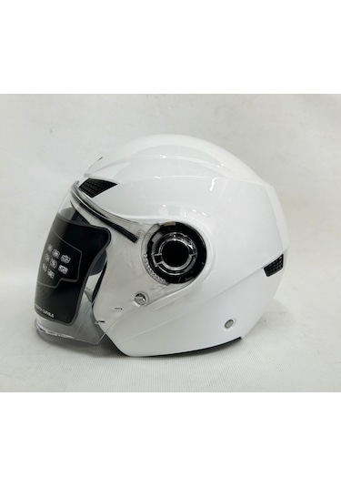 Gdr Yarım Kask Of-627 Parlak Beyaz Şefaf Vizörlü