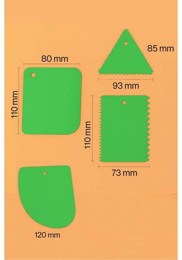 4'lü Set Hamur Kesme Ve Şekillendirme & Pasta Şekil Verme Aparatı - Yeşl Yeşil