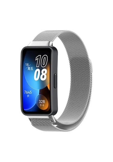 Huawei Band 8 Uyumlu Kordon Mıknatıslı Metal Hasır Kayış
