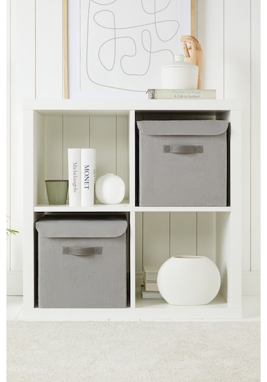 Ocean Home Textile Gri Renk Jüt Kapaklı Kutu 30 x 30 x 30 cm