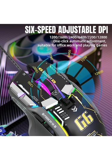 Reedark G6 Rgb 12 Tuşlu Mekanik Mouse Kablolu Oyun Mouse Ergonomik Tasarım 10 Tuşlu Makro Programlanabilir Ayar