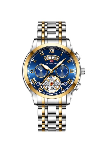 Skycity Kuvars Kol Saati - İthal Hareket, Derin Su Geçirmezlik, Dayanıklı Cam, Parlak Işıklandırma Ve Paslanmaz Çelik Kayış Altın