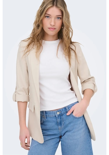 Only Kadın Onlarıs Rahat Kalıp Kolu Katlanabilir Blazer Ceket 15310839 Taş