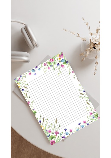 20 Adet 20x28 cm Boyutunda Çiçekli Mektup Kağıdı/not Kağıdı Model 5