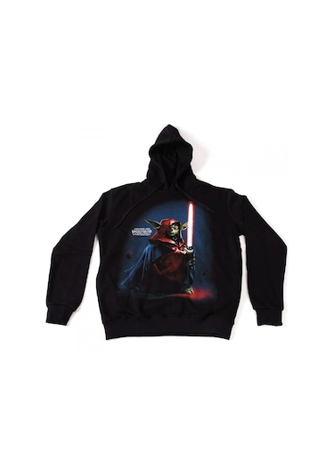 Star Wars Yoda No:1 Kapüşonlu Sweatshirt Hoodie Siyah Çok Renkli