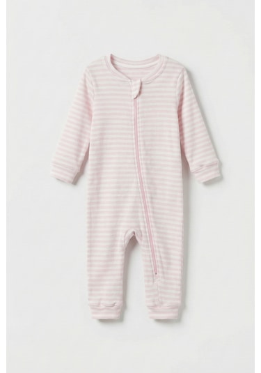 Luess Kız Bebek Çizgili Tulum 0 Ay 9 Ay Pembe
