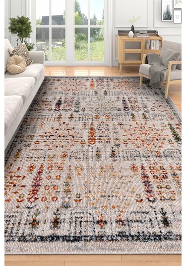 Arkaik Halı Koleksiyonu Zamansız Dokulu Desen, Tozumaz, Kolay Temizlik, İnce Form Çok Renkli