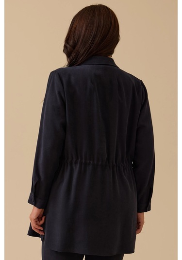 Galaxi Kadın Büyük Beden Pul İşlemeli Bağcıklı Kap 4002 Lacivert Lacivert