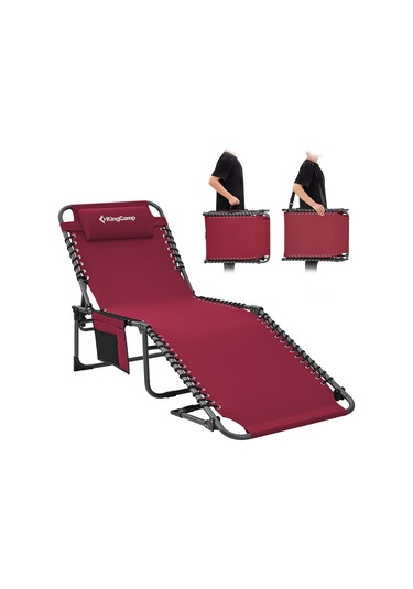 Kingcamp Berlin Classic Comfort Lounge 5 Kademeli Katlanır Şezlong Ve Kampet Wine Kırmızı
