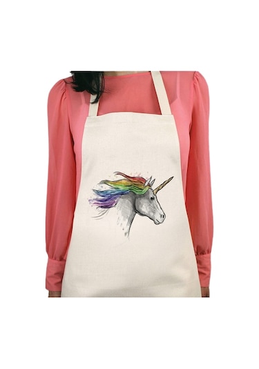 Unicorn Baskılı Su İtici Özellikli Mutfak Önlüğü