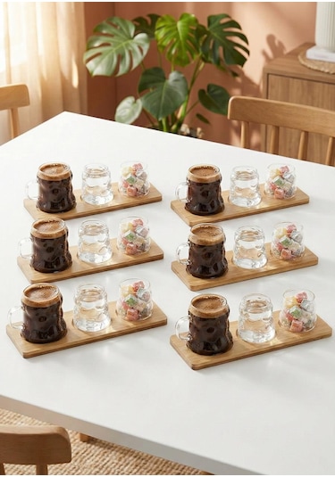Bubble Cam Kahve Fincan Seti - 6 Kişilik 24 Parça, 80 Ml Diğer