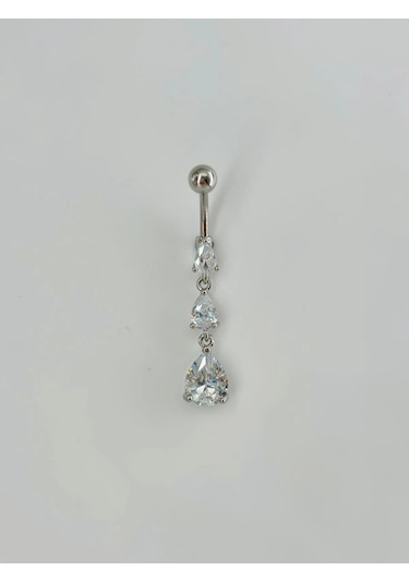 Su Damlası Detaylı Sallantılı Göbek Piercing - Pg0062 Çok Renkli