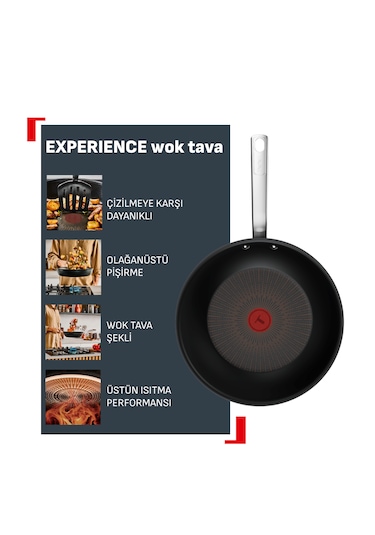 Tefal Experience Fusion Core 9x Wok Tava - 28 Cm 001 Siyah