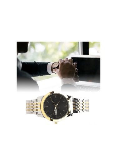 Xindoker Erkekler İçin Akıllı Kuvars Kol Saati, İki Takvimli, Su Geçirmez, Parlak İşlevli, Gümüş Renkli Çelik Kordon, İş Ve Günlük Kullanım Altın