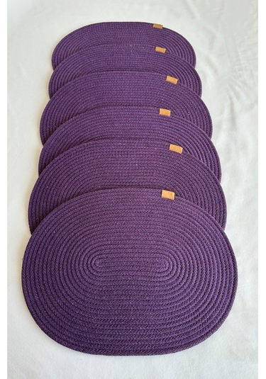 Jüt Amerikan Servis Sofra Altlığı, Masa Dekoru Supla Oval 30x40 6lı Mor