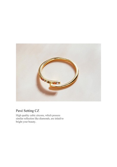 Bamoer 925 Ayar Gümüş Basit Şık Renk Zirkon Altın Kaplama Ayarlanabilir Yüzük Kadınlar İçin Güzel Takı