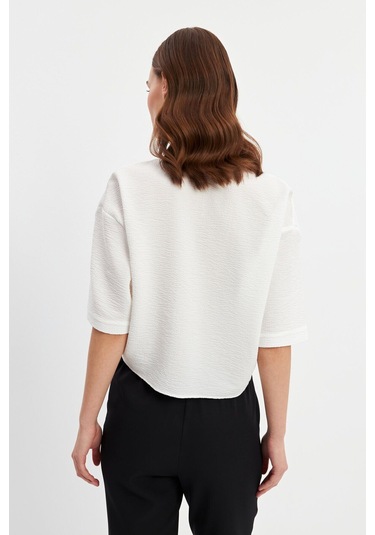 Stella Pulvis Beyaz Kısa Kol Cepli Bluz