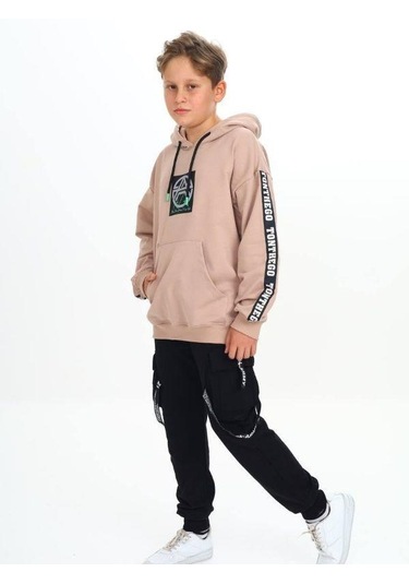 Erkek Çocuk Yumuşak Dokulu Kargo Cepli Eşofman Altı-14545 Siyah