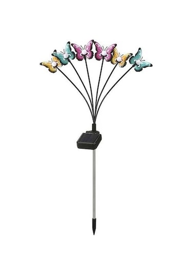 Fortunelane Güneş Enerjili Bahçe Lambası - Demir Kelebekler, 6 Ağızlı Isı Işığı, Ip65 Su Geçirmez, 8-15 Saat, 1 Adet Ilık Beyaz Ilık Beyaz