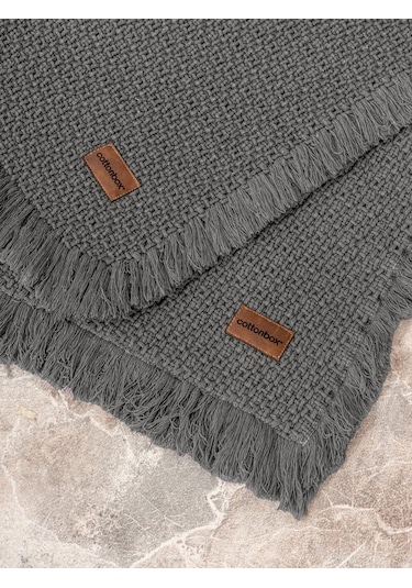Cotton Box Bath Rug Set Antrasit 75x125 60x90 Antrasit