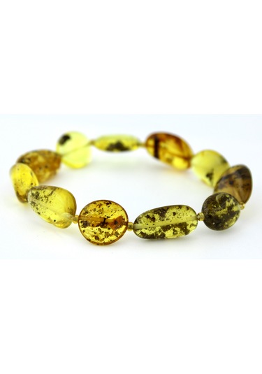 Kehribar Bileklik Amorf Tasarım Ambergold Blk23-142 Çok Renkli