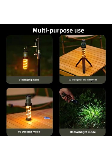 Reedark Dış Mekan Led Uçucu Kovucu Kamp Lambası - Type-c Şarjlı, Taşınabilir, Manyetik Üçgen Ayağı, Çadır Stüdyosu Işığı Siyah Çok Renkli