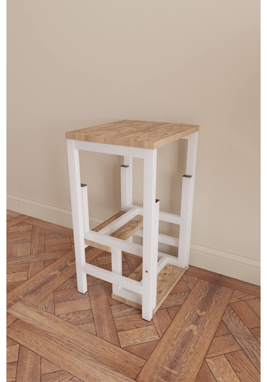 Hidden Folding Çok Amaçlı Katlanır Merdiven Çiçeklik Sehpa Beyaz