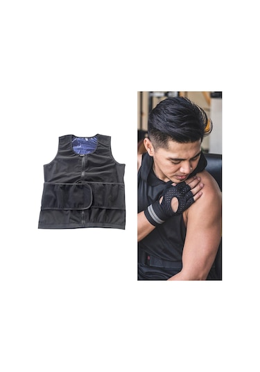 Suntek Erkekler Için Sauna Yeleği Bel İnceltici Vücut Büyük Siyah