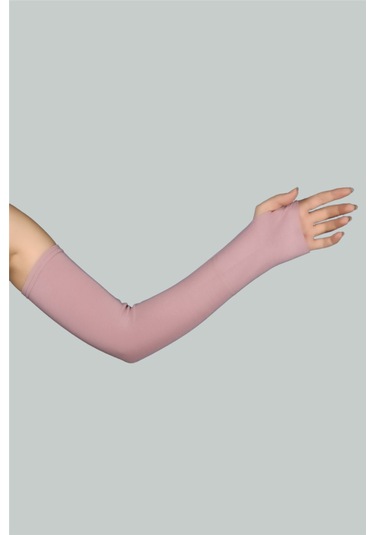 Altobeh Kesik Parmak Geçmeli Penye Kadın Tesettür Kolluk - Koyu Pembe