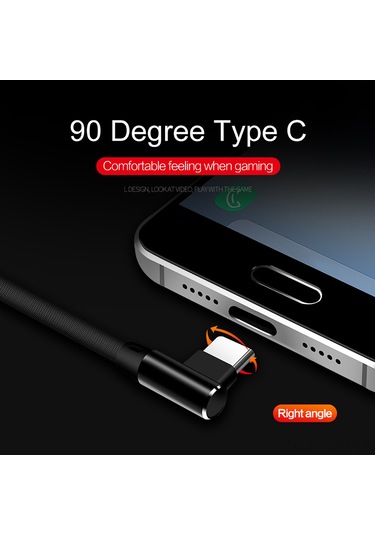 Suofeng 90 Derece Çift Eğimli Type-c Kablosu, Tpe Örgü, Hızlı Şarj Ve Veri Transferi, Samsung Galaxy S9/s8/note 8, Lg V30/g6/g5, Oneplus Uyumlu