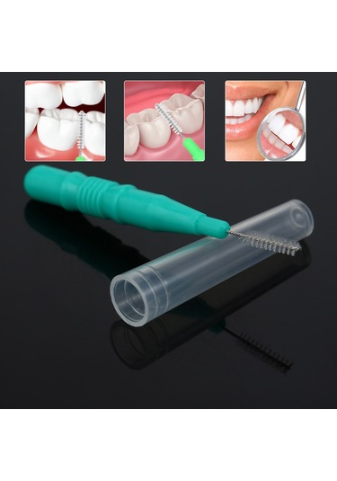 Wezone 25 Adet Yumuşak Fiber Telli Diş Arası Fırça - Ağız Hijyeni Bakımı İçin Güneş Yeşili Seti