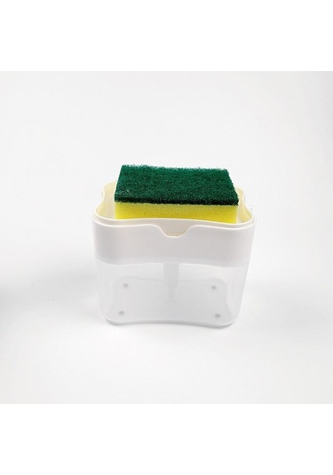 Beyaz Mutfak Bulaşık Sabunu Kutusu Sünger Tutucu El Basınçlı Sıvı Dağıtım Kabı Organizatör